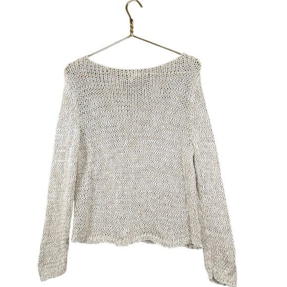 Eileen Fisher Organic Cotton Open Knit Pullover Sweater Top Neutral Boho | M - Picture 8 of 9
